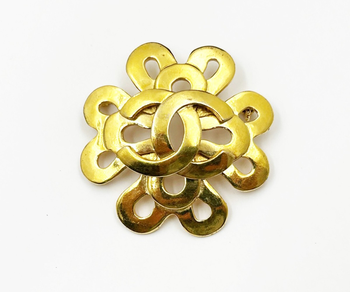 【CHANEL】★Vintage★CC BROOCH ブローチ Chanel Vintage Gold Plated CC Twisted Flower Brooch | eBay