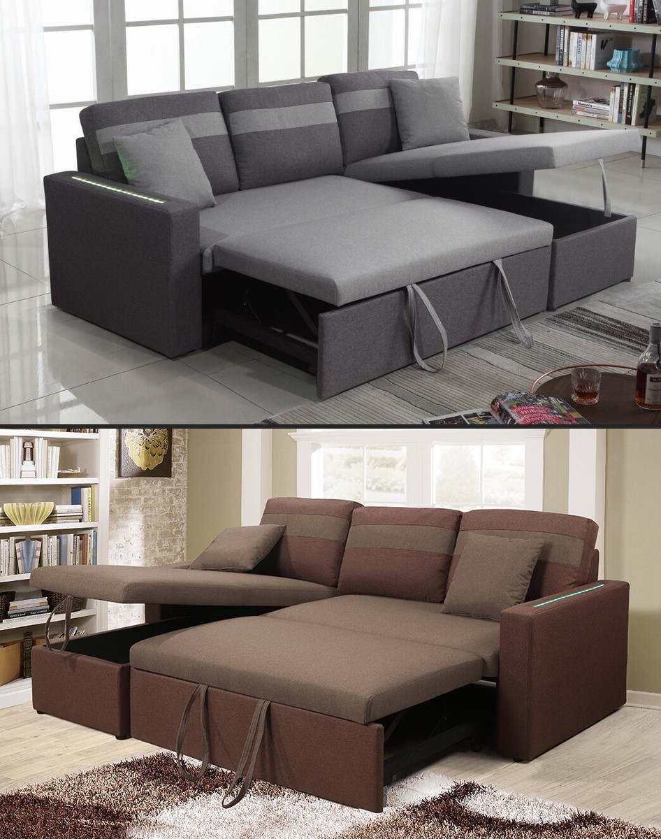 MEGA DIVANO LETTO ANGOLARE CONTENITORE LED BRACCIOLI TELECOMANDO