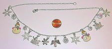 SNOWMAN CHARM NECKLACE-ANGEL,SNOWMEN,SNOWFLAKES,SLED,CRYSTALS-WHITE-20 "- 879