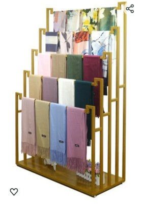 Floor Standing Scarf Display Stand, Metal Freestanding Rack Towels Sheets, Pants