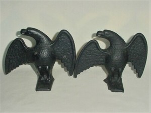 Pair ANTIQUE Cast Iron Snow Eagles Architecture Roof  Snow/Ice Guards