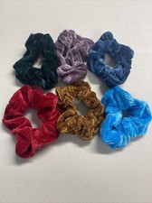 6 PACK Velvet Hair Scrunchies Scrunchy Stretchy Hair Ties Colored as Pictured 