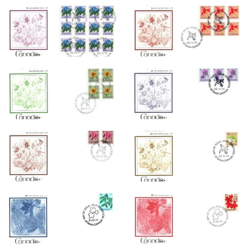 Canada FDC - 1977 - Wildflower & Tree Definitives, Scott's #705-19, 9 Fleetwood