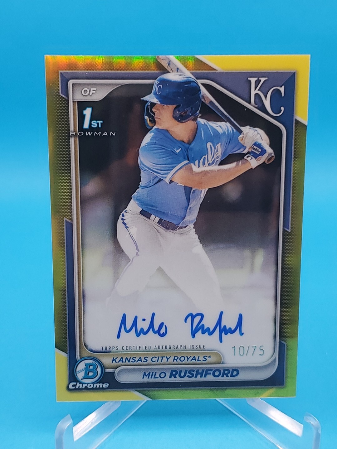 Milo Rushford 2024 Bowman Chrome #CPA-MR 1st Bowman Auto Yellow Refractor 10/75