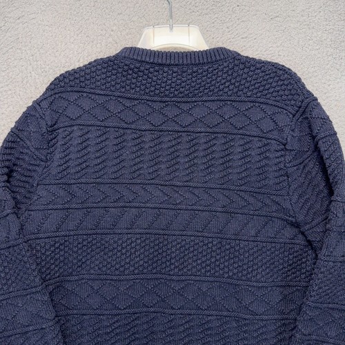 Suéter J Crew Para Hombres Grande Azul Tejido con Cable Pullover Cuello Redondo Jersey Informal - Imagen 8 de 11