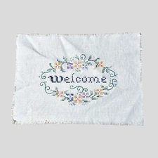 Welcome Finished Cross Stitch Unframed 9.5 Inch By 7 Inch