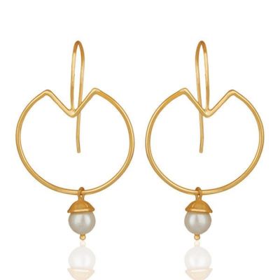 Natural Pearl 18K Gold Plated 925 Sterling Silver Dangle Earrings Gift Jewelry