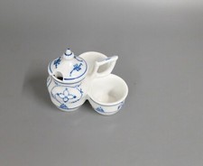 Menage Gewürzbehälter mit Senfdose Indisch Blau Strohblume 