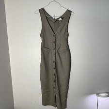 Vintage All That Jazz Made In USA Tan Black Houndstooth Maxi Dress 9 10