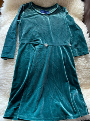 Simply Styled by Sears Girls Dress Green Velour Size S 7/8 Round Neck | eBay