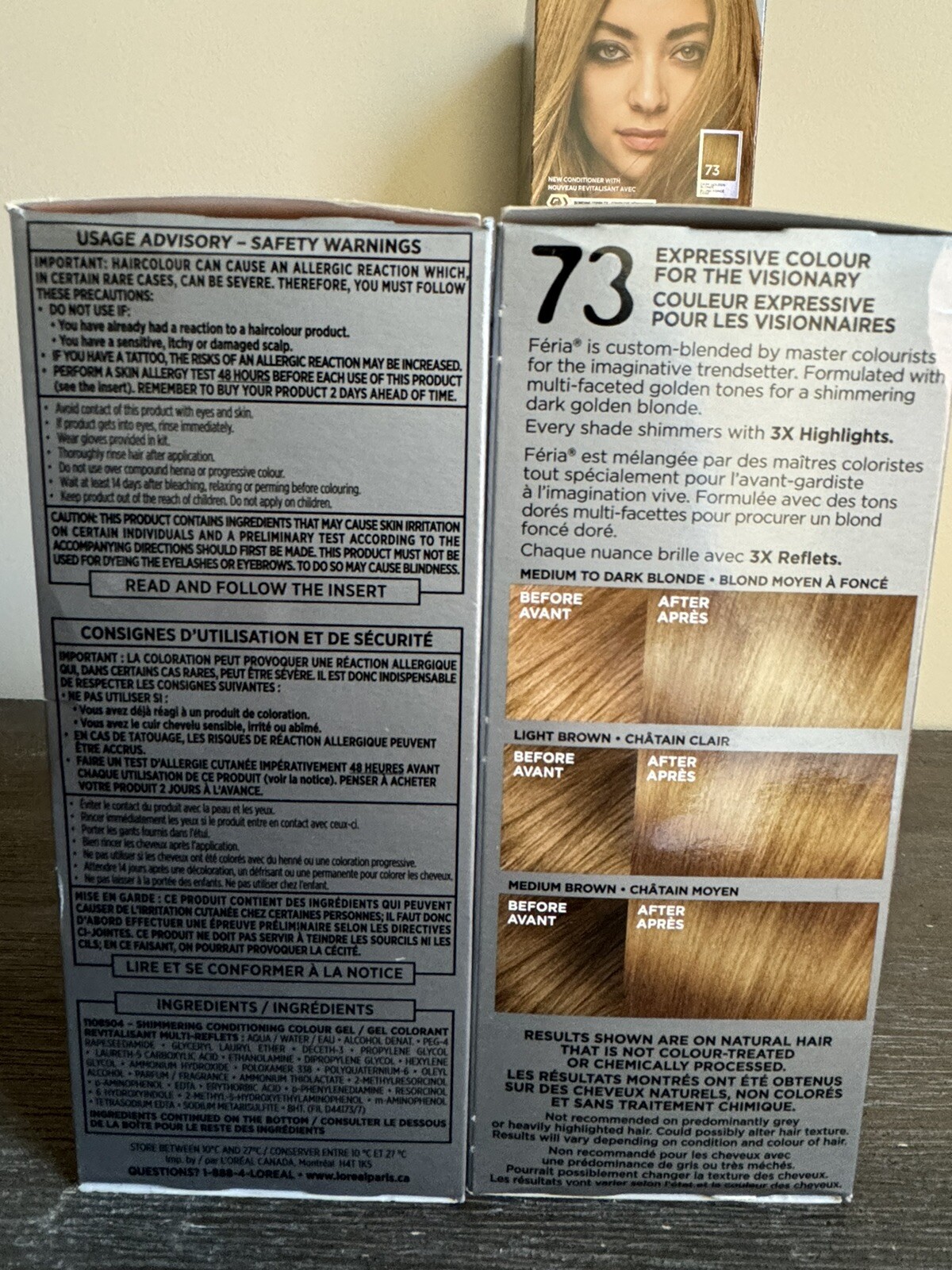 4 x L'OREAL Paris FERIA #73 Dark Golden Blonde Hair Color Dye 3x Highlights NEW