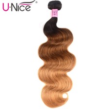 UNice Eurasian Ombre Brown Body Wave Bundles Virgin Human Hair Extensions Weaves