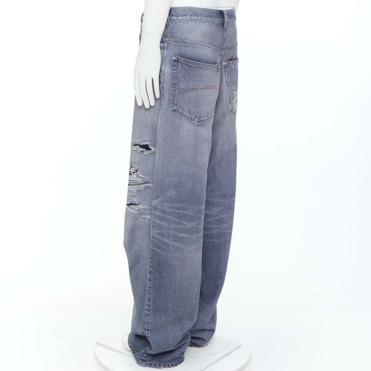 BALENCIAGA Demna 2023 blue tromp loeil jean printed wide leg BALENCIAGA Demna 2023 blue tromp loeil jean printed wide leg