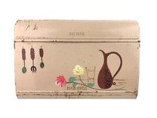 Vtg Ransburg Hand Painted Tin Roll Holder Paper Towels Plastic Wrap Wax Paper