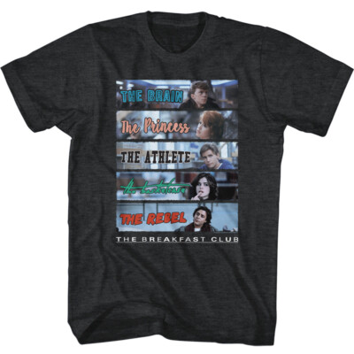 The Breakfast Club Character Nicknames Black Heather T-shirt | eBay