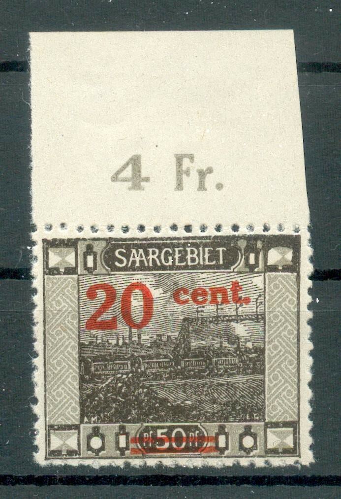 Saar 74 ORF Upper Margin without Overprint** MNH Mint Never Hinged 50EUR (E8234