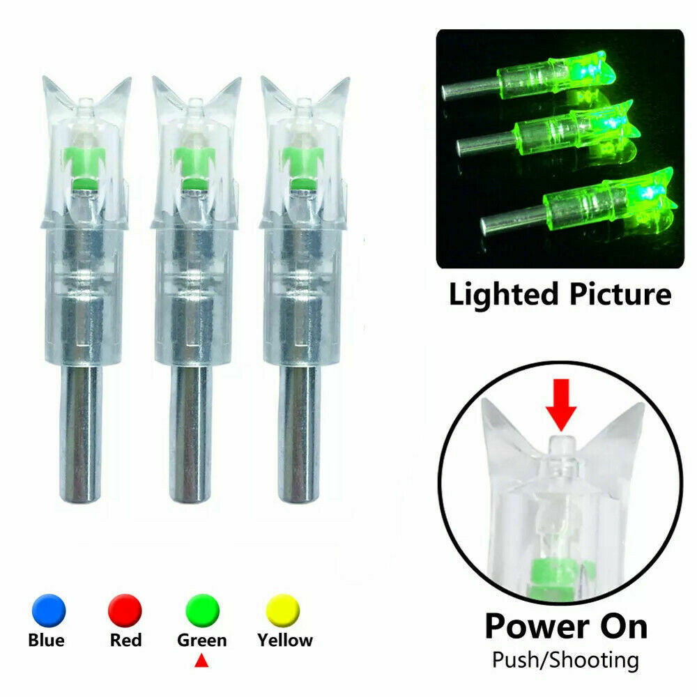 6PCS LED Lighted Nocks .300''/7.62mm Inside Diameter Half Moon for Crossbow Bolt