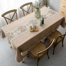 Bestickt Tischdecke Baumwolle Leinen Rechteckig Tischtuch Tuch Retro Dekor