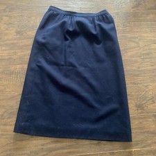 Vintage Pendelton Women  s 100 Virgin Wool Navy Midi Skirt Size 10 E3-016