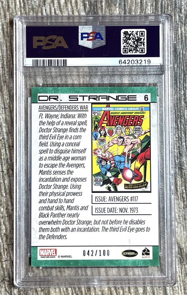 POP 1 1 HIGH SER /100 2014 MARVEL UNIVERSE RITTENHOUSE DR STRANGE EMERALD PSA 8 - Image 2 of 2