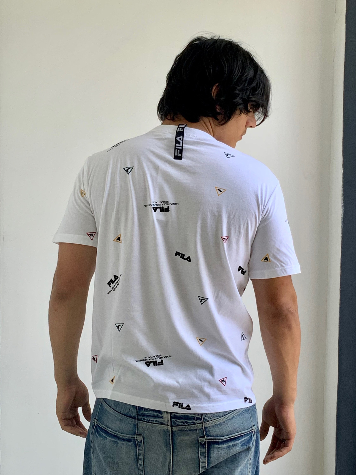 T shirt uomo Fila bianca tutto over maniche corte