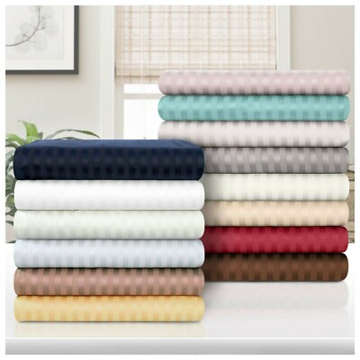 Bedding Collection 100% Cotton 1200 TC Stripe Select Color&Item - Olympic Queen
