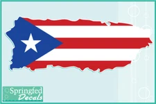 PUERTO RICAN SHAPED FLAG Vinyl Decal Car Truck Sticker CUSTOM SIZES Puerto Rico