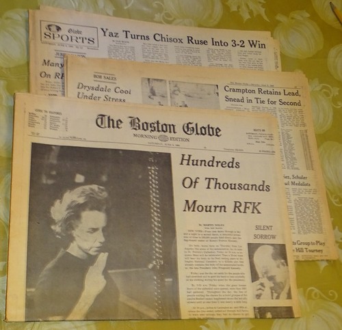 June 8 1968 Boston Globe Newspaper ROBERT KENNEDY Death, Dan Duryea Obituary - Picture 1 of 5