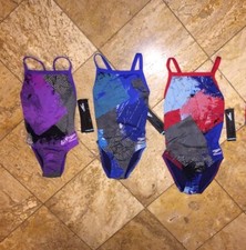 Speedo One-Piece Swimsuit Youth Girls Endurance How It's Done Free Back NWT 84
