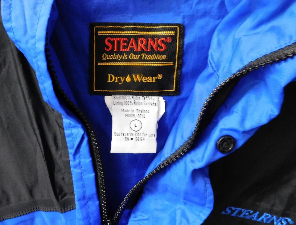 STEARNS Dry Wear Rain Jacket Mens Large with Hood, Blue Black - Image 3 of 4
