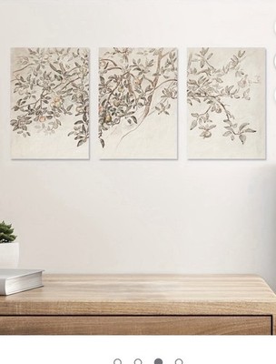 Apple Tree Vintage Wall Art Set, Botanical Branch Canvas Wall Decor, Rust