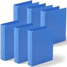 Henoyso 6 Pcs 1.5 Inch Mini 3 Ring Binders Fits 5.5 x 8.5 Inch, Blue
