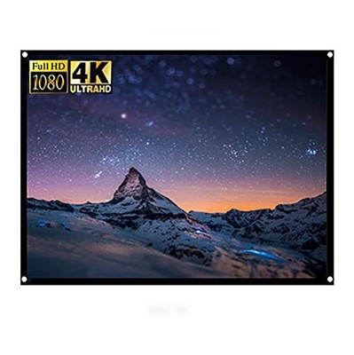 Projector Screen, 60 Inch, 4:3, Foldable, Double Sided, for Home Theater Indo...