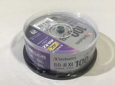 Verbatim Blu-ray BD-R XL 100GB 20 Spindle 4x Speed Printable VBR520YP20SD4