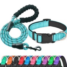 Reflective Dog Collar Padded with Soft Neoprene Breathable Adjustable Nylon D...
