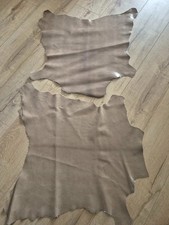 2x Taupe Cowhide Leather Hides Reptile Snake Embossed Glossy 1.05m2