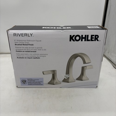 #ad Kohler Riverly Modern Widespread Bathroom Sink Faucet Brushed Nickel Finish NOB $60.00