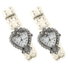2 Pcs Heart Shaped Watch Bracelet Elegant Watches for Women