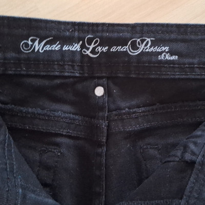 s.Oliver Damen Jeans Schwarz Gr. 42 L30 Gerades Bein Five-Pocket Nieten