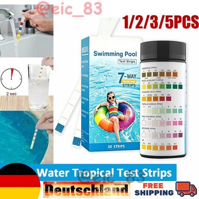 50/100Pcs 7 In1 Swimming Pool SPA Test Strips Chlorine pH Water Pool Testing Kit