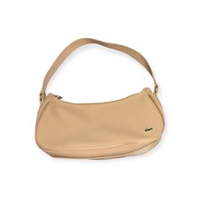 Women's NWOT Lacoste Beige Shoulder Bag with green and cream striped interior