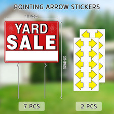 7 Pcs Yard Sale Signs with Metal Stakes 17" X 13" Double-Sided Sign 20 Stickers