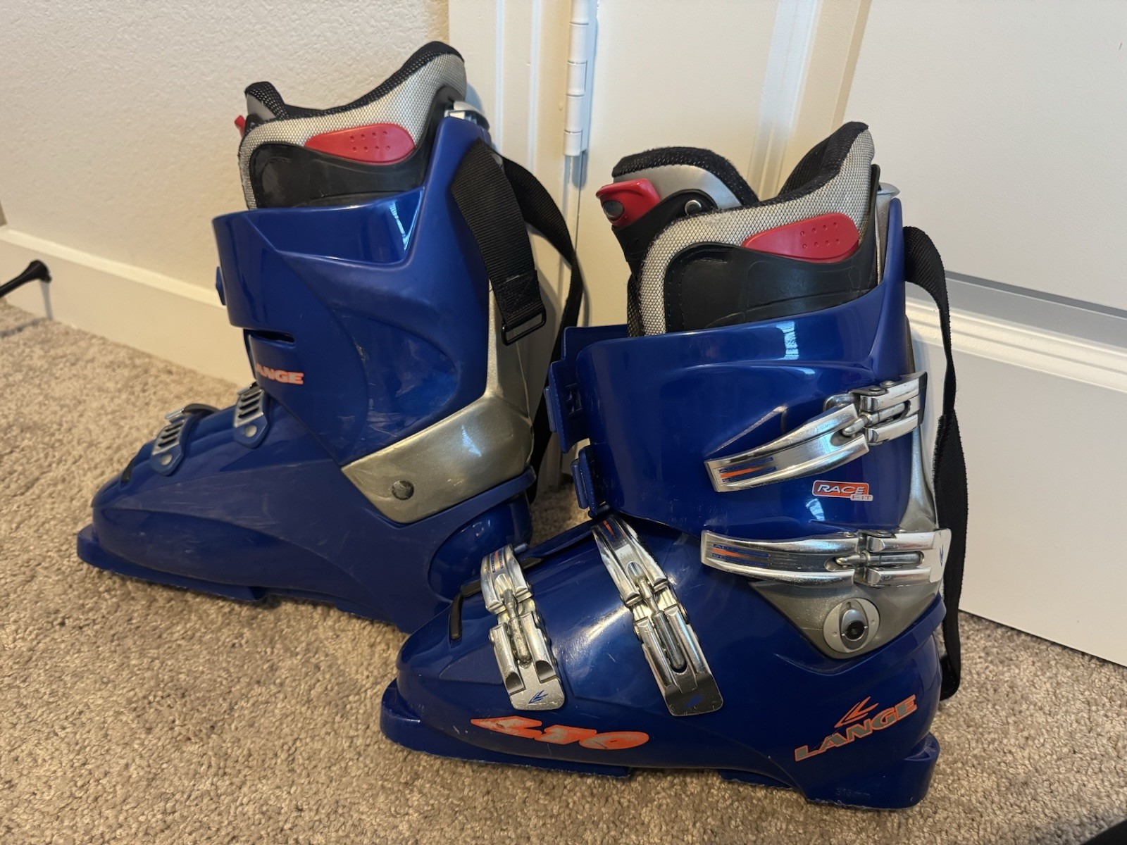 SALOMON Scarponi da sci downhill Lange L10 blu e grigi taglia US 9 usati