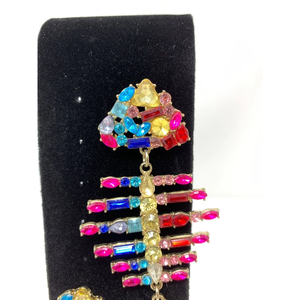 Juego de pendientes colgantes de hueso de pez arco iris diamantes de imitación multicolor Foto 2 de 4