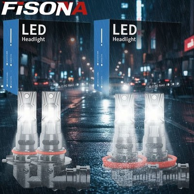 Set of 4 Combo 9005 & H11 LED Headlight High Low Beam Bulbs 6500K White Bright