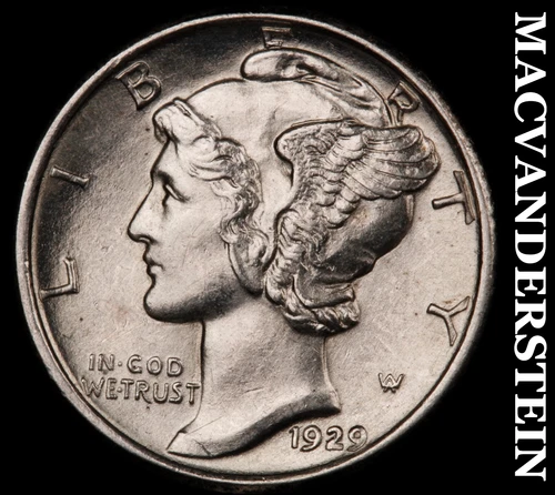 1929 Silver Mercury Dime - Choice Gem Brilliant Uncirculated  Lustrous  #G9404