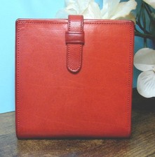 Vintage Coach Red Leather Bi Fold ID Card Bill Wallet