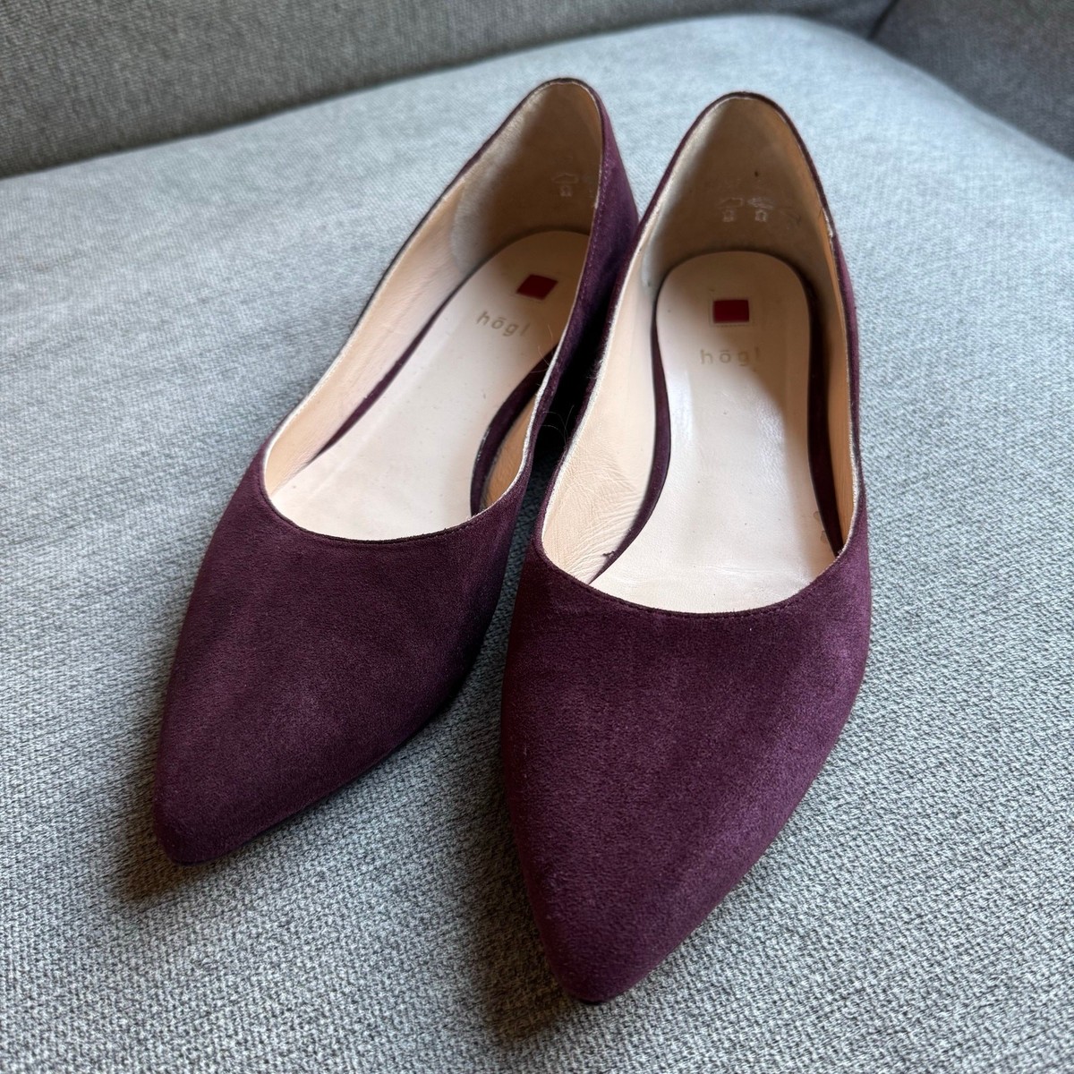 Hogl Suede Pointed Toes Flat Leather Flat Shoes Slip-on Women's Sz