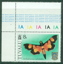 TUVALU 1980  Moths   top left of the page    4 values        MNH