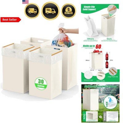 Disposable Trash Can with Handles Extra Large 30 Gallon Waterproof Reusable Bin